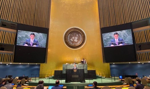 Đại sứ Đặng Hoàng Giang phát biểu tại Đại hội đồng Liên Hợp Quốc về Triều Tiên. Ảnh: BNG