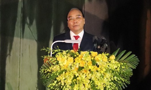 Chủ tịch nước Nguyễn Xuân Phúc phát biểu tại buổi lễ. Ảnh: Đức Tuấn