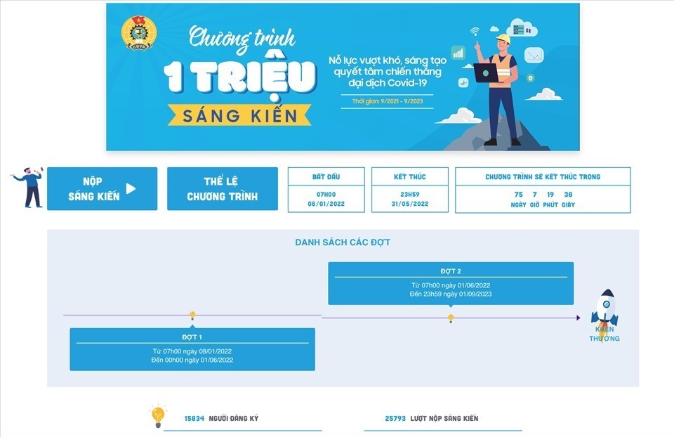 Chương trình 1 triệu sáng kiến. Ảnh chụp màn hình.