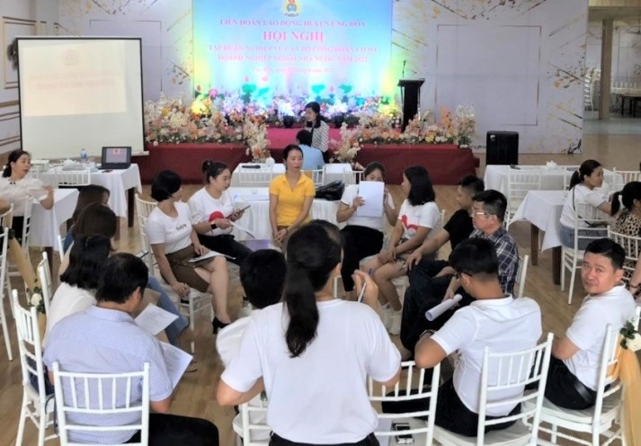 Lớp tập huấn triển khai theo phương thức lấy học viên làm trung tâm, chia các nhóm thảo luận, đối thoại tình huống thực tế. Ảnh: CĐH