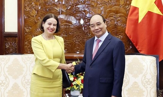 Chủ tịch nước Nguyễn Xuân Phúc tiếp Đại sứ Australia tại Việt Nam Robyn Mudie. Ảnh: TTXVN