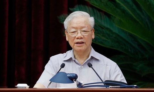 Tổng Bí thư Nguyễn Phú Trọng phát biểu chỉ đạo tại hội nghị. Ảnh: Trí Dũng