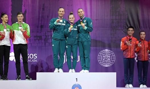 Tuyển aerobic Việt Nam có tấm huy chương lịch sử ở Giải vô địch thế giới 2022 sau SEA Games 31. Ảnh: FIG