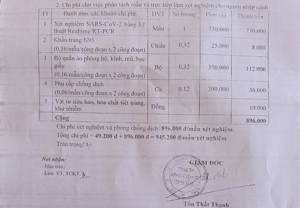 CDC Đà Nẵng đã từng thu phí xét nghiệm cao hơn nhiều so giá quy định của bộ Y Tế. Anh: AT