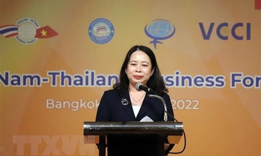 Phó Chủ tịch nước Võ Thị Ánh Xuân phát biểu tại Diễn đàn Doanh nghiệp Việt Nam-Thái Lan. Ảnh: TTXVN