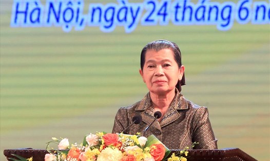 Bà Men Sam An - Phó Thủ tướng Vương quốc Campuchia, Chủ tịch Hội Hữu nghị Campuchia - Việt Nam, Trưởng đoàn Đại biểu Vương quốc Campuchia. Ảnh: Thành Nam