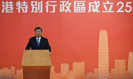 Chủ tịch Trung Quốc Tập Cận Bình phát biểu ở Hong Kong ngày 30.6.2022. Ảnh: AFP