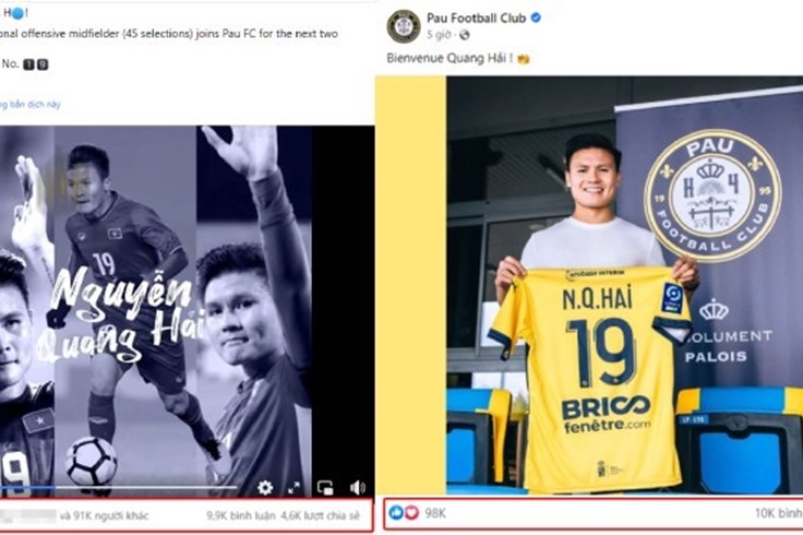 Fanpage Pau FC nhận "bão tương tác" từ khi Quang Hải ra mắt