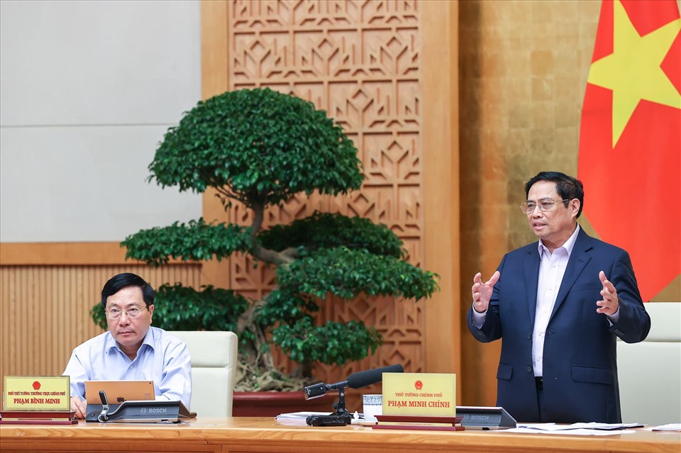Thủ tướng Chính phủ Phạm Minh Chính phát biểu tại phiên họp Chính phủ thường kỳ tháng 5.2022.