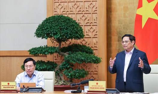 Thủ tướng Chính phủ Phạm Minh Chính phát biểu tại phiên họp Chính phủ thường kỳ tháng 5.2022.