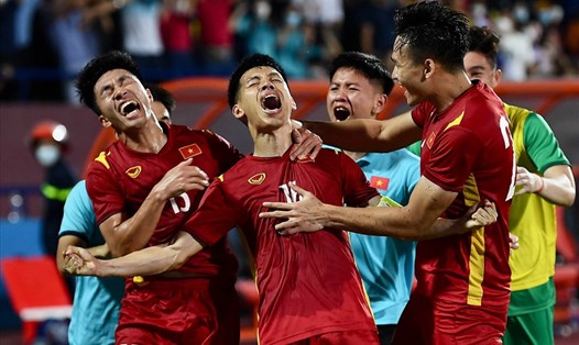 Cầu thủ Hà Nội góp công giành tấm Huy chương Vàng SEA Games 31 của U23 Việt Nam. Ảnh: VFF