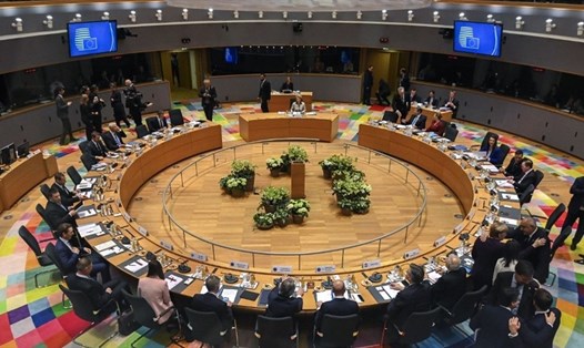 Phòng họp thượng đỉnh của Hội đồng Châu Âu tại Brussels, Bỉ, ngày 20.2.2020. Ảnh: AFP
