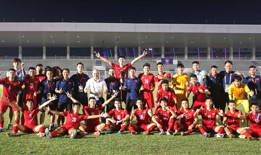 U19 Việt Nam giành vé vào bán kết U19 Đông Nam Á 2022 ở vị trí nhất bảng A. Ảnh: VFF