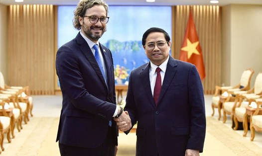 Thủ tướng Chính phủ Phạm Minh Chính đã tiếp xã giao Bộ trưởng Ngoại giao, Ngoại thương và Tôn giáo Argentina. Ảnh: Bộ Ngoại giao