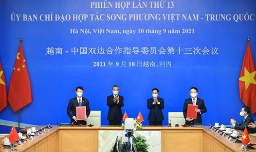Phiên họp lần thứ 13 Ủy ban Chỉ đạo hợp tác song phương Việt Nam-Trung Quốc tháng 9.2021 tại Hà Nội. Ảnh: TTXVN