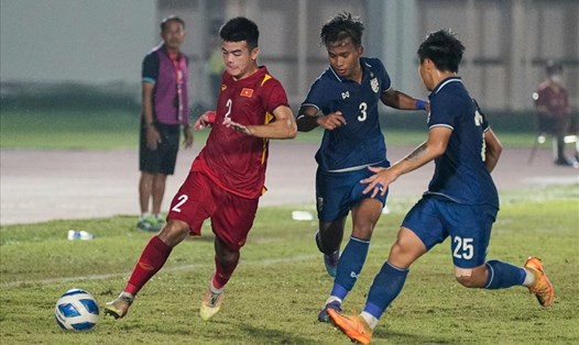 U19 Việt Nam từng hoà U19 Thái Lan 1-1 ở vòng bảng Giải U19 Đông Nam Á 2022. Ảnh: VFF