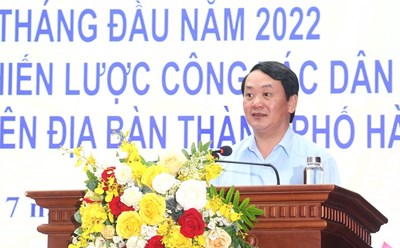 Bộ trưởng, Chủ nhiệm Ủy ban Dân tộc Hầu A Lềnh phát biểu chỉ đạo tại hội nghị. Ảnh: Phạm Đông
