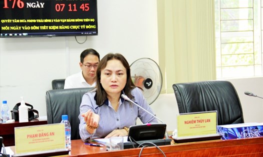 Chủ tịch Công đoàn Dầu khí Việt Nam Nghiêm Thùy Lan phát biểu chỉ đạo tại Sơ kết. Ảnh: CĐN
