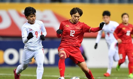 Tuyển nữ Việt Nam và tuyển nữ Myanmar nhiều khả năng sẽ hướng đến 1 trận hoà  ở lượt trận cuối cùng vòng bảng AFF Cup nữ 2022. Ảnh: AFC
