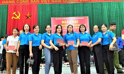Hơn 200 đoàn viên LĐLĐ huyện Hà Quảng tham gia ngày hiến máu tình nguyện. Ảnh: ĐVCC.