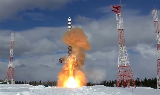Nga phóng thử thành công tên lửa đạn đạo liên lục địa Sarmat. Ảnh: Bộ Quốc phòng Nga