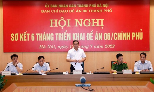 Phó Chủ tịch Thường trực phụ trách điều hành UBND TP Hà Nội Lê Hồng Sơn kết luận hội nghị. Ảnh: Hồng Anh