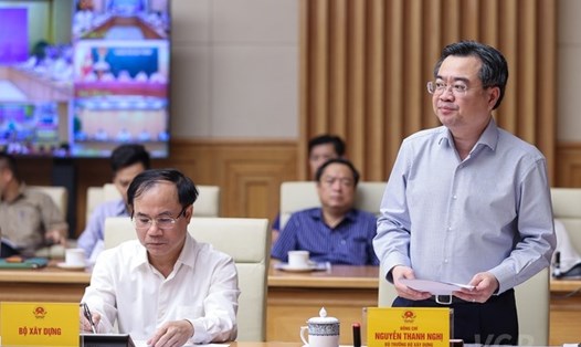Bộ trưởng Bộ Xây dựng Nguyễn Thanh Nghị phát biểu tại hội nghị.