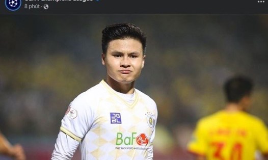 Trang fanpage chính thức của UEFA Champions League đăng hình Quang Hải. Ảnh: CMH