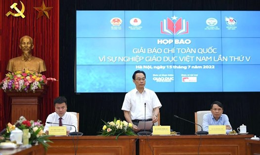 Họp báo về Giải báo chí toàn quốc "Vì sự nghiệp giáo dục Việt Nam" năm 2022. Ảnh: Thế Đại