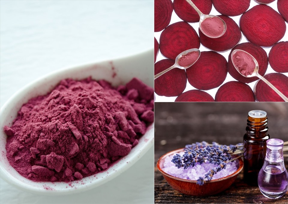 Kết hợp củ dền và tinh dầu oải hương làm phấn má hồng tốt cho da. Đồ họa: Doãn Hằng