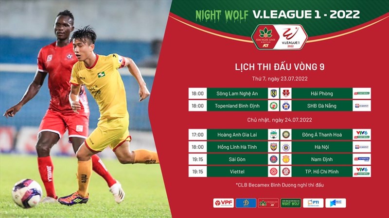 Lịch thi đấu vòng 9 V.League 2022: Tâm điểm SLNA vs Hải Phòng