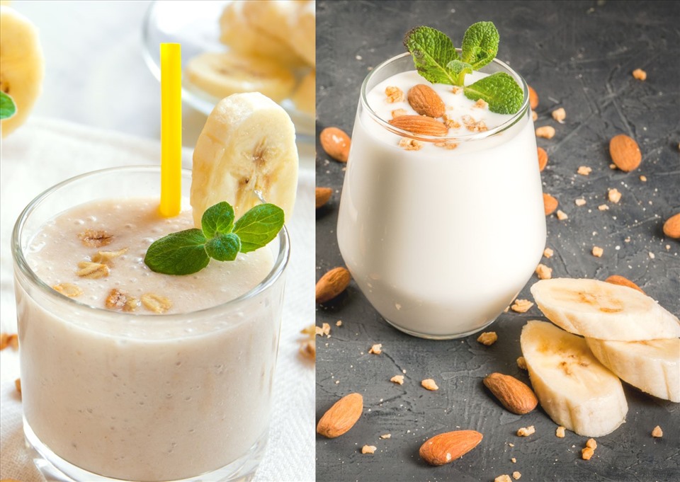 Sinh tố chuối và trái cây khô bổ dưỡng và dễ làm. Đồ họa: Như Ý