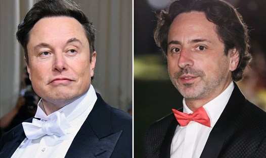 Tỉ phú Elon Musk (trái) và nhà đồng sáng lập Google Sergey Brin. Ảnh: AFP
