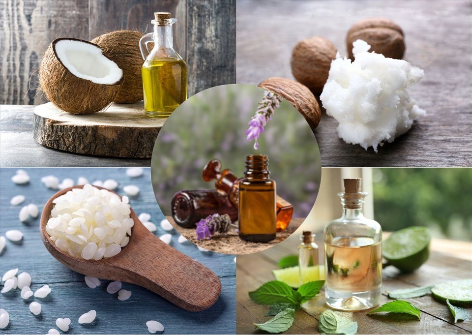 Son dưỡng tự làm tại nhà với các nguyên liệu như bơ hạt mỡ, dầu dừa, sáp ong, tinh dầu bạc hà và tinh dầu hoa oải hương. Đồ họa: Doãn Hằng Son dưỡng tự làm tại nhà với các nguyên liệu như bơ hạt mỡ, dầu dừa, sáp ong, tinh dầu bạc hà và tinh dầu hoa oải hương. Đồ họa: Doãn Hằng