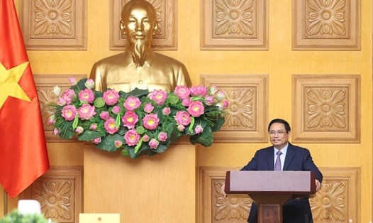 Tại cuộc đối thoại với doanh nghiệp Hàn Quốc tại Việt Nam, Thủ tướng Phạm Minh Chính dành nhiều thời gian phân tích các yếu tố nền tảng và tầm nhìn, chiến lược phát triển kinh tế - xã hội của Việt Nam. Ảnh: VGP