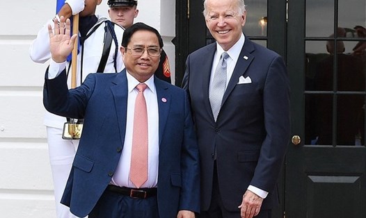 Thủ tướng Phạm Minh Chính gặp Tổng thống Mỹ Joe Biden tại Nhà Trắng ngày 12.5.2022. Ảnh: TTXVN