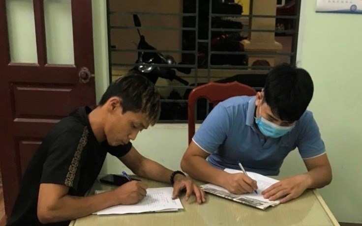 Các đối tượng tại cơ quan Công an. Ảnh: Công an TP.Hải Phòng