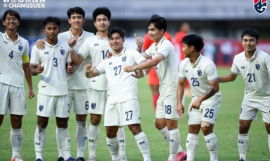 U19 Thái Lan đang tạm dẫn đầu bảng A sau 2 trận toàn thắng. Ảnh: Changsuek