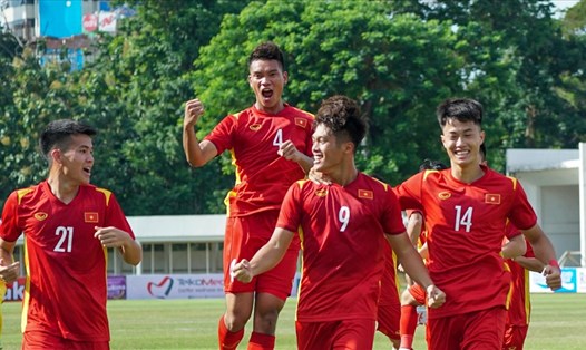 U19 Việt Nam đang tạm dẫn đầu bảng A. Ảnh: VFF.