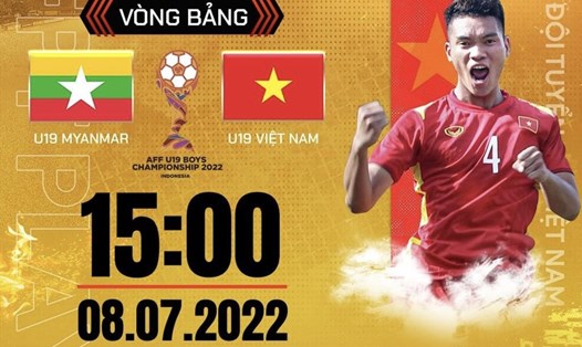 U19 Việt Nam đối đầu với U19 Myanmar ở lượt trận thứ 4 vòng bảng U19 Đông Nam Á 2022. Ảnh: FPT