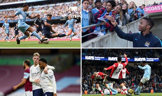 Những khoảnh khắc đáng nhớ của Sterling ở Man City. Ảnh: UEFA/AFP