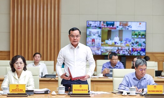 Ủy viên T.Ư Đảng, Chủ tịch Tổng LĐLĐVN Nguyễn Đình Khang phát biểu tại Hội nghị thúc đẩy phát triển nhà ở xã hội cho công nhân, người thu nhập thấp ngày 1.8. Ảnh: T.Vương