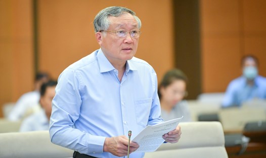Chánh án Tòa án nhân dân Tối cao Nguyễn Hoà Bình phát biểu tại phiên họp. Ảnh: Phạm Thắng