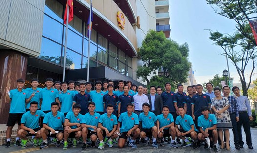 U20 Việt Nam đã có mặt tại Nhật Bản để chuẩn bị tập huấn. Ảnh: VFF.