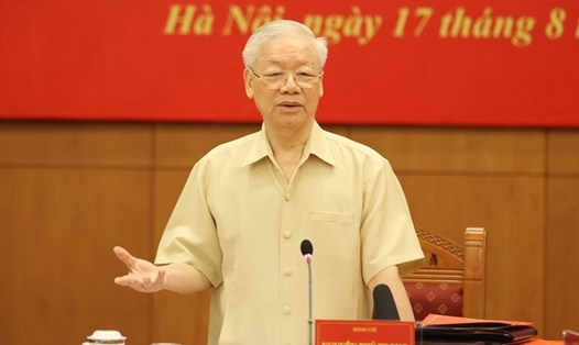 Tổng Bí thư Nguyễn Phú Trọng phát biểu chỉ đạo phiên họp. Ảnh: TTXVN