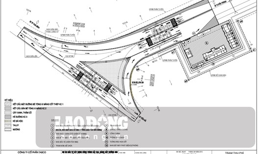 Bản vẽ thiết kế 2 vị trí đặt trạm thu phí BOT do nhà đầu tư trình được Sở Giao thông Vận tải Thái Bình thẩm định đạt yêu cầu, đề nghị UBND tỉnh chấp thuận năm 2016. Ảnh hồ sơ.