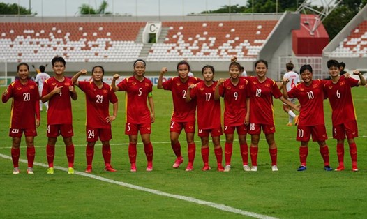 U18 nữ Việt Nam có chiến thắng đậm 4-1 trước U18 nữ Myanmar ở trận bán kết U18 nữ Đông Nam Á 2022. Ảnh: AFC