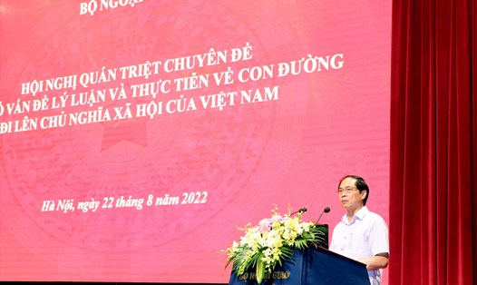Bí thư Ban cán sự Đảng, Bộ trưởng Bộ Ngoại giao Bùi Thanh Sơn đồng chủ trì hội nghị. Ảnh: Bộ Ngoại giao
