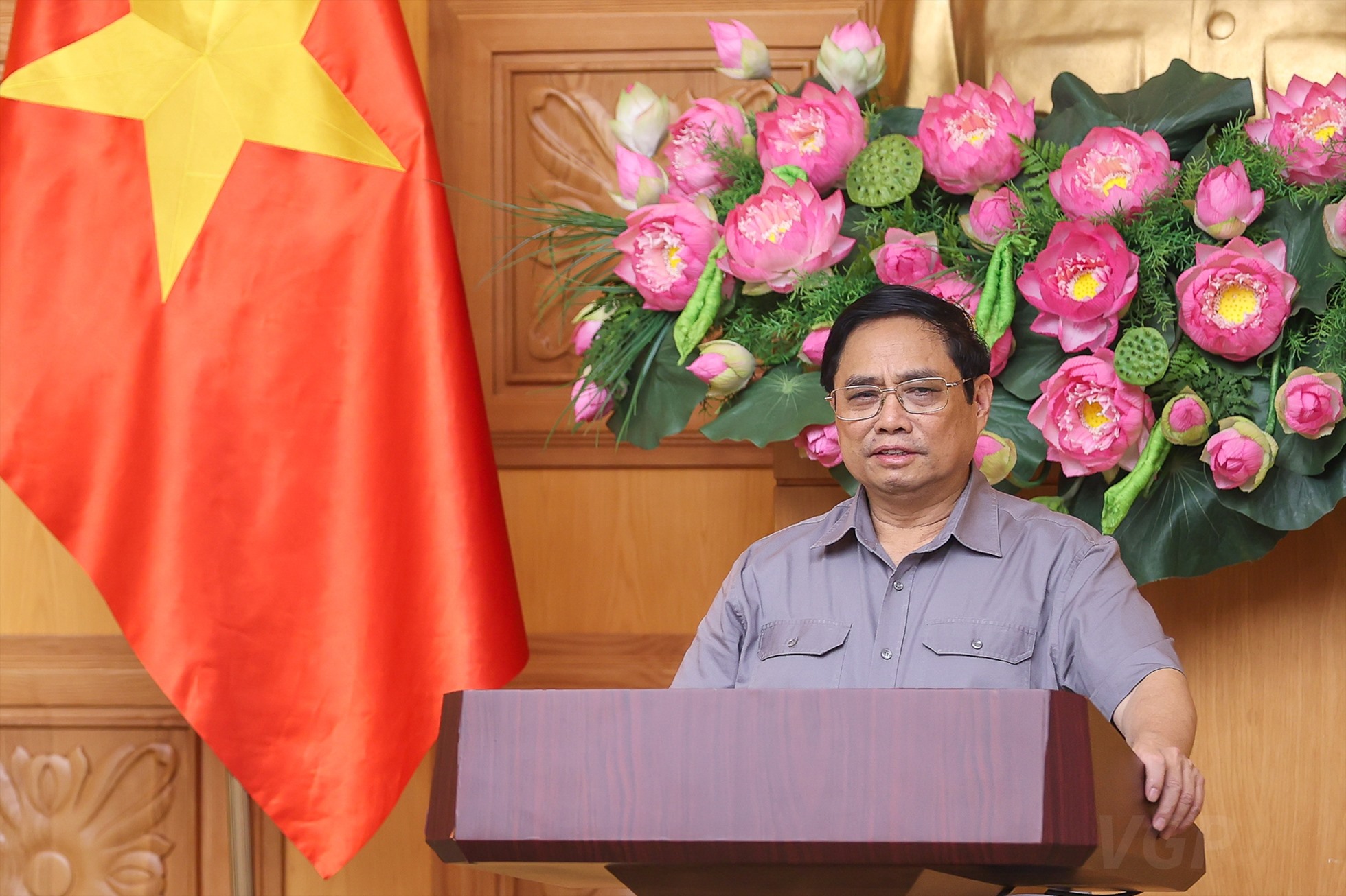 Thủ tướng Phạm Minh Chính phát biểu tại hội nghị. Ảnh: Nhật Bắc