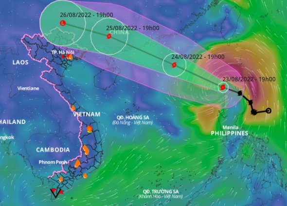Vị trí và đường đi của bão Ma-on. Ảnh: VNDMS.